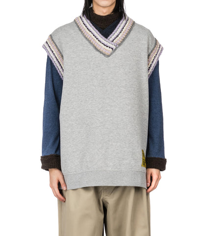 RECODED BY AALTO COLLEGE KNIT COLLAR VEST GREY RECODED BY AALTO COLLEGE KNIT COLLAR VEST GREY