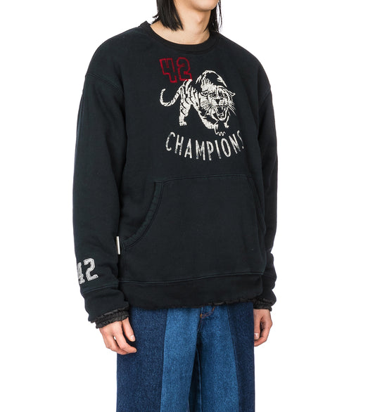 RECODED BY AALTO DOUBLE NYLON SWEATSHIRT BLACK