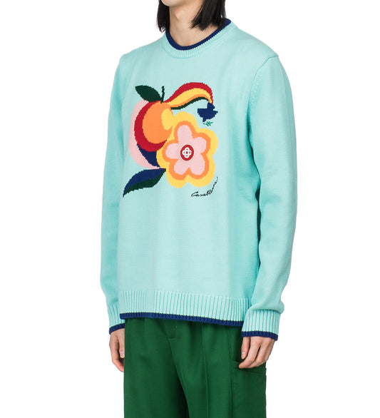 CASABLANCA LE POUVOIR DES FLEURS INTARSIA JUMPER MINT