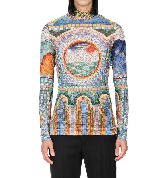 CASABLANCA PRINTED MESH TOP MOSAIC DE DAMAS