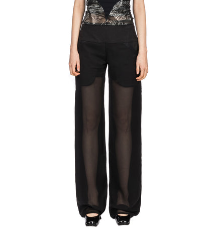 ARC CHIFFON TROUSERS BLACK & BLACK ARC CHIFFON TROUSERS BLACK & BLACK
