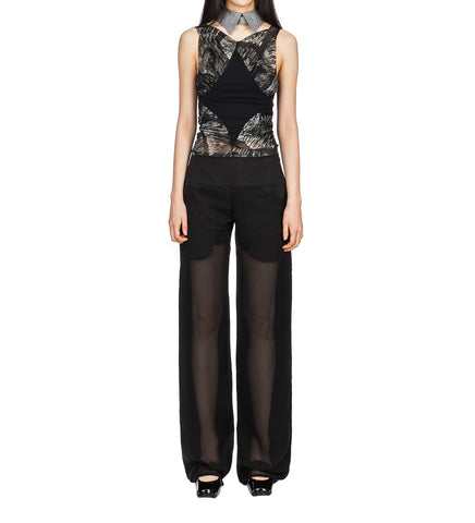 ARC CHIFFON TROUSERS BLACK & BLACK ARC CHIFFON TROUSERS BLACK & BLACK