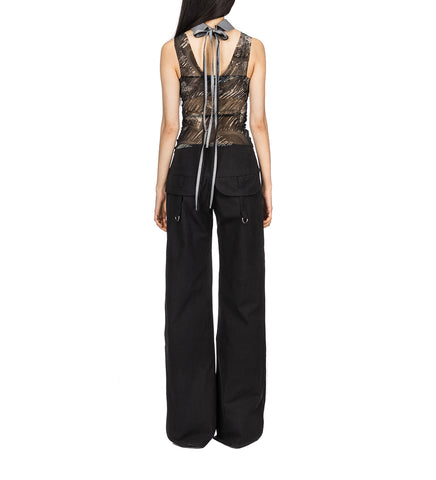 ARC CHIFFON TROUSERS BLACK & BLACK ARC CHIFFON TROUSERS BLACK & BLACK
