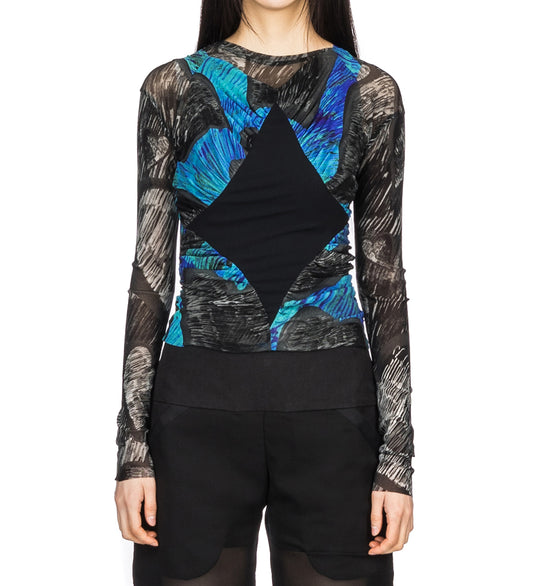 DIAMOND MESH TOP BLUE & BLACK