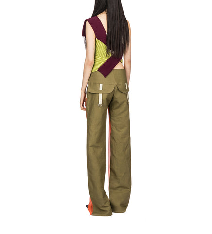 ARC CHIFFON TROUSERS KHAKI & ORANGE