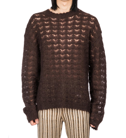 CMMN SWDN ELNAR POINTELLLE LACE KNIT JUMPER DARK BRWON CMMN SWDN ELNAR POINTELLLE LACE KNIT JUMPER DARK BRWON