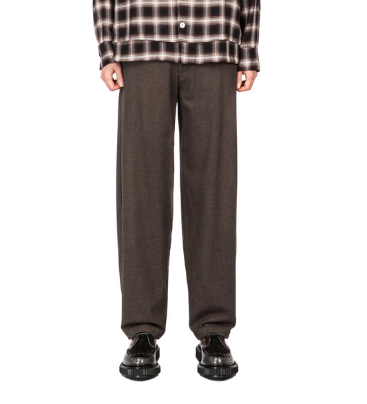 GOODFIGHT FLORIDER TROUSERS BRUSHED CHECK BROWN HERRINGBONE