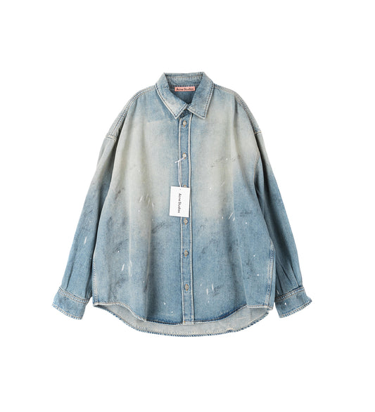DENIM BUTTON UP SHIRT LIGHT BLUE AW25