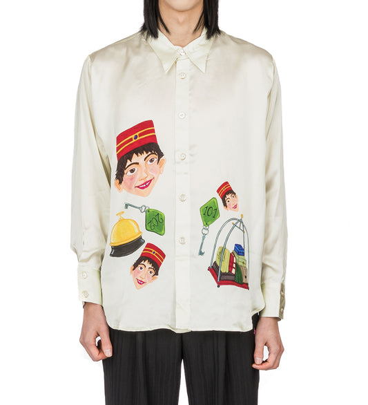 LATE CHECKOUT ISSA BELLBOY SHIRT PEARL WHITE