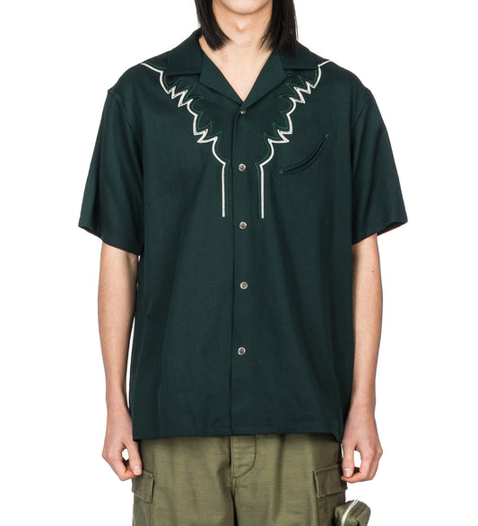 EMBROIDERY WESTERN S/S SHIRT GREEN