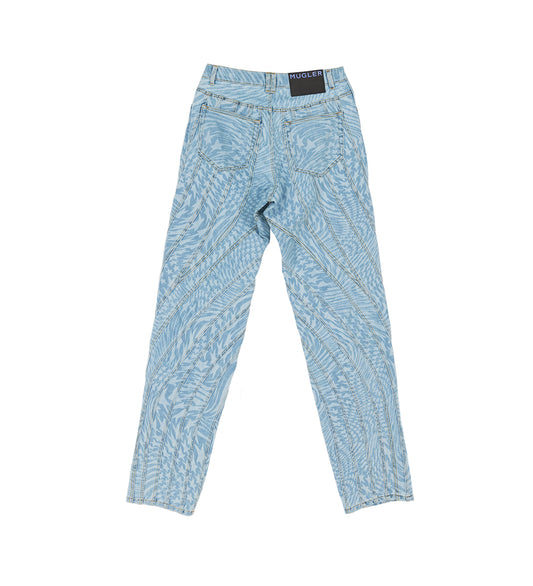 STAR LASER PRINTED TROUSERS LIGHT BLUE