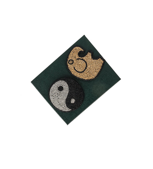 BEADS PIN SET ELEPHAT & YINYANG MIX