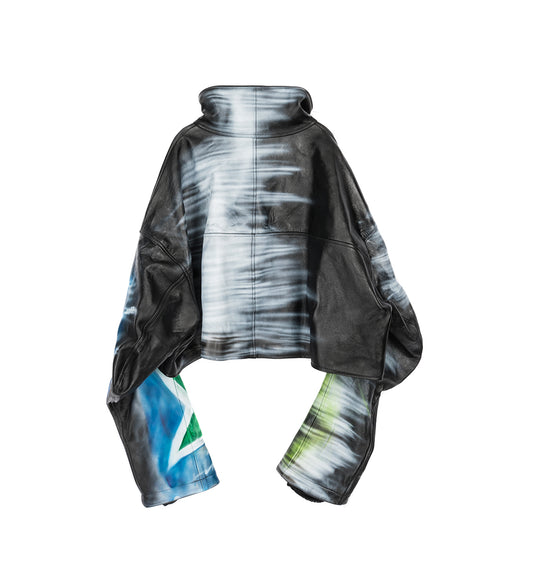 AIRBRUSHED LEATHER JACKET LIME