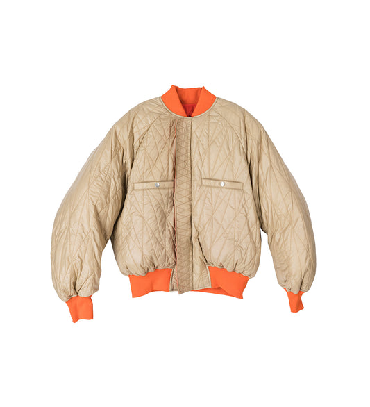 REVERSIBLE PUFFER JACKET ORANGE/TAUPE