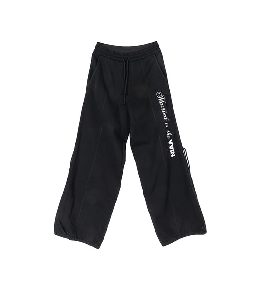 MARRIED TO THE VAIN COLLEGE DRAWSTRING PANTS BLACK AW25