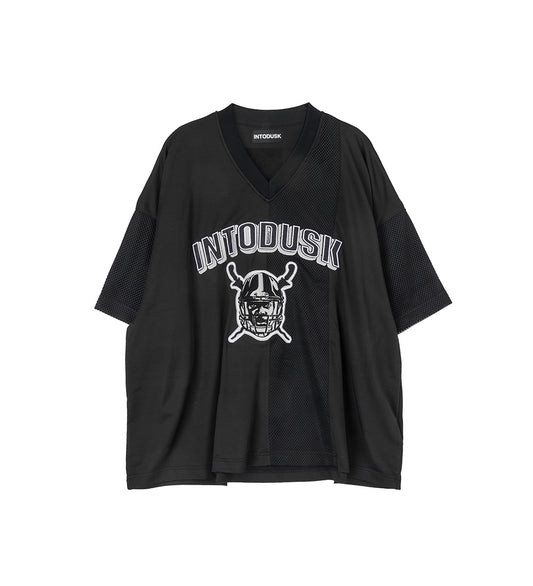 SS V NECK MESH TEE BLACK