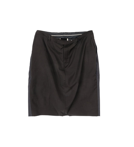 DOUBLE SUIT SKIRT MIDI BROWN/GREY MEDIUM