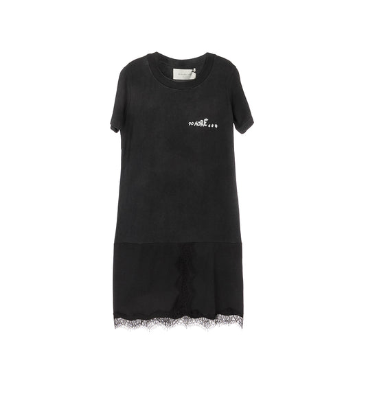 LACE MINI T-SHIRT DRESS BLACK MEDIUM #1