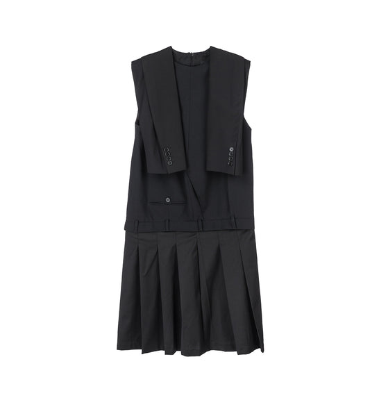UPSIDE DOWN PLEATED DRESS BLACK