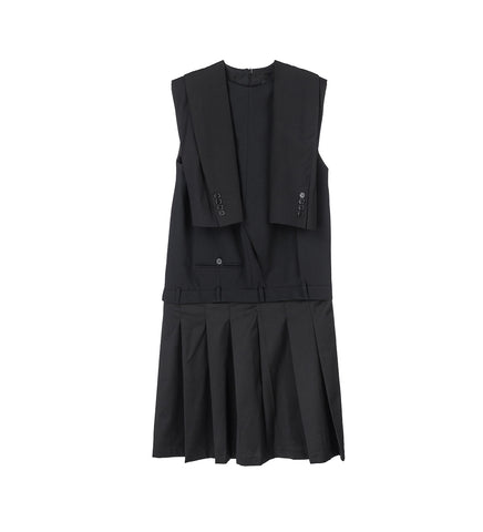 UPSIDE DOWN PLEATED DRESS BLACK UPSIDE DOWN PLEATED DRESS BLACK