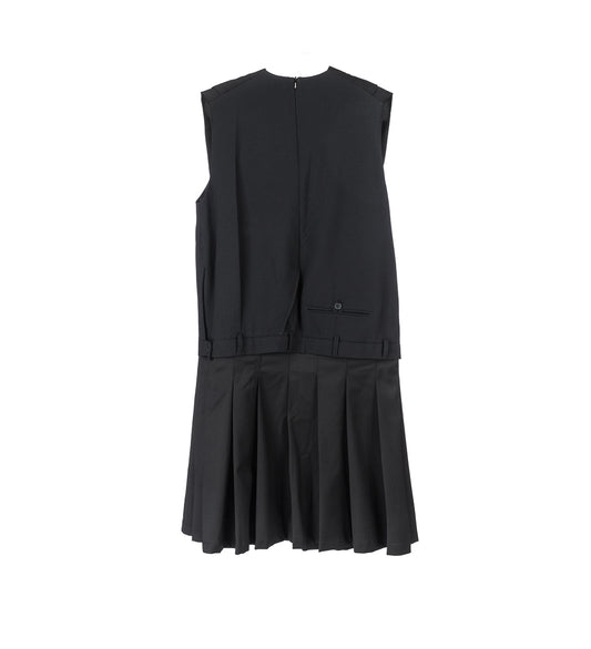 UPSIDE DOWN PLEATED DRESS BLACK