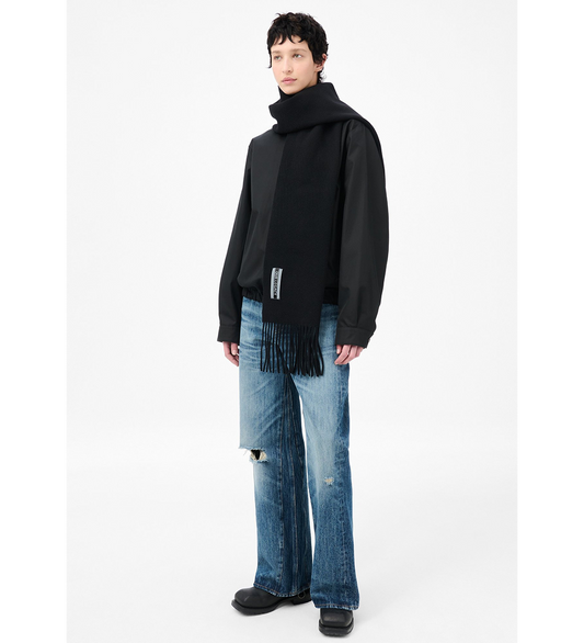ESTATE SCARF BLACK DOUBLE WOOL