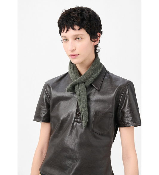 MINIATURE SCARF MOSS GREEN FUZZY ALPACA