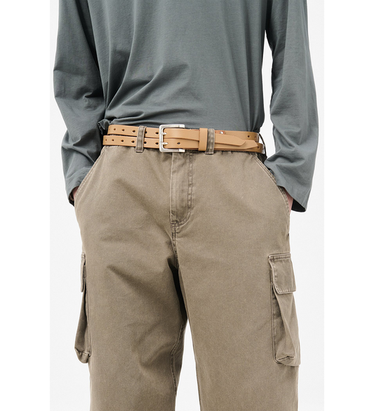 SPLIT BELT OILY SAND LEATHER