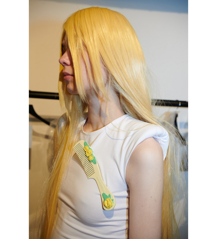 FLOWER COMB BROOCH CREAM FLOWER COMB BROOCH CREAM