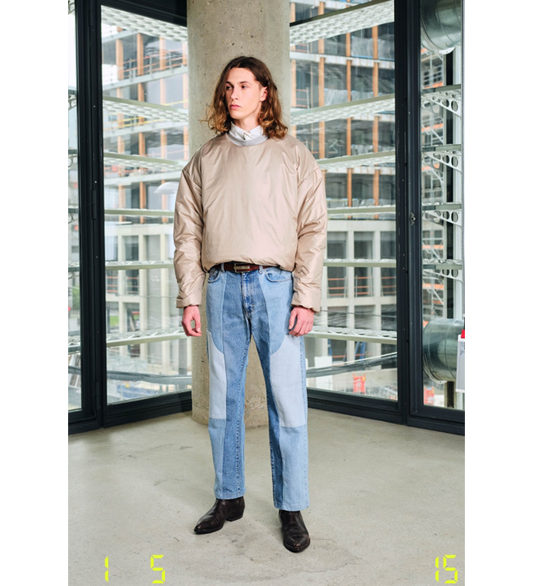 RECODED BY AALTO DOUBLE NYLON SWEATSHIRT BEIGE