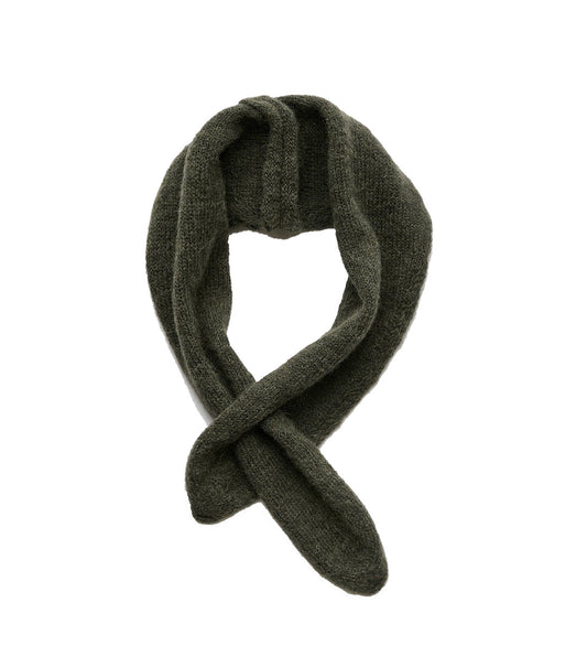 MINIATURE SCARF MOSS GREEN FUZZY ALPACA