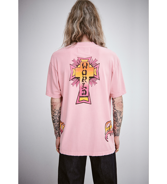 SKATE WORLD T-SHIRT VINTAGE PINK