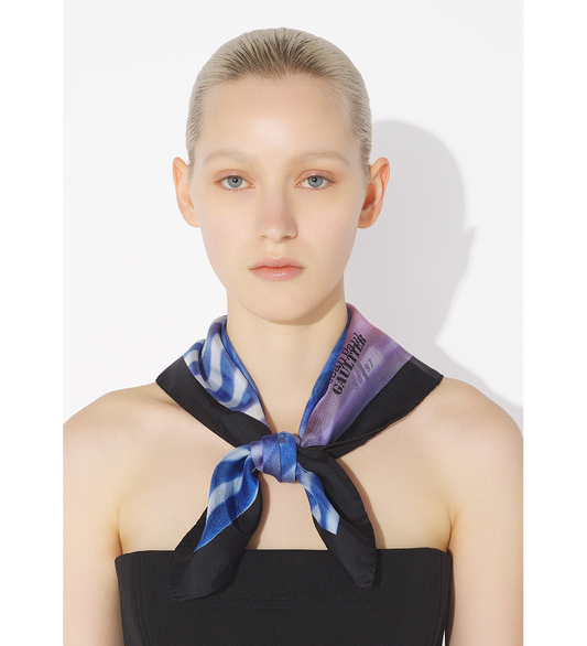 SILK SCARF AIR PRINT LIGHT BLUE/BLUE/PEACH