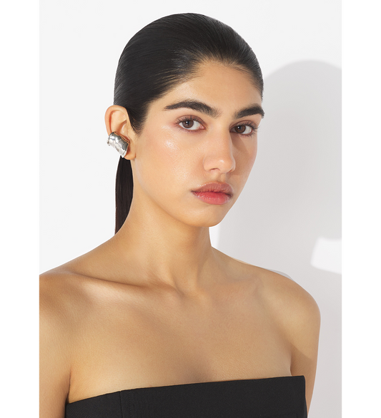 THE CRUSHED CAN EAR CUFF SILVER