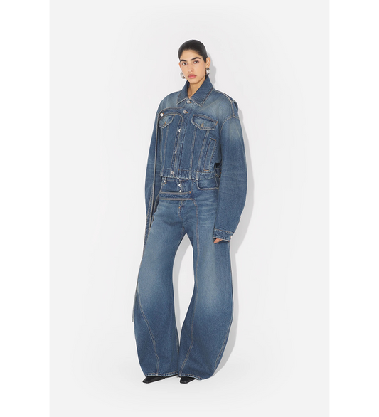 LOW WAISTED JEAN WITH STRAP DETAIL ON THE FRONT VINTAGEBLUE