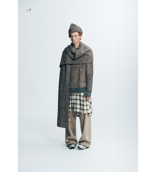 CABLE BEANIE MELANGE TAUPE