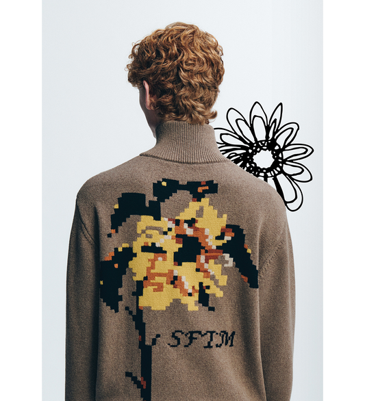 ZIP UP FUNNEL CARDIGAN KHAKI