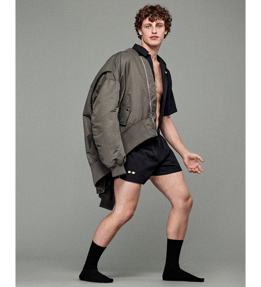 OVERSIZED CURVED HEM BOMBER JACKET STEEL