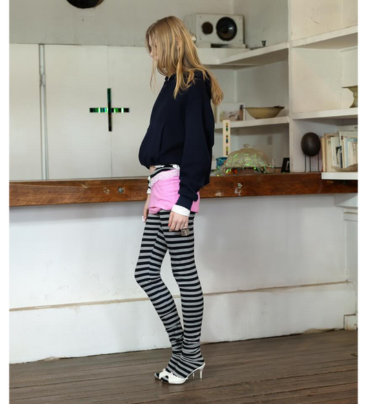 DOLL TIGHTS GRAY STRIPES