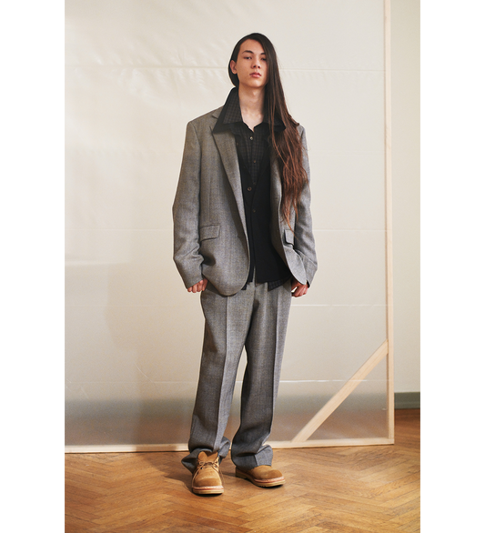 DOUBLE BORROWED SHIRT BLACK FAUX LUMBERJACK CHECK