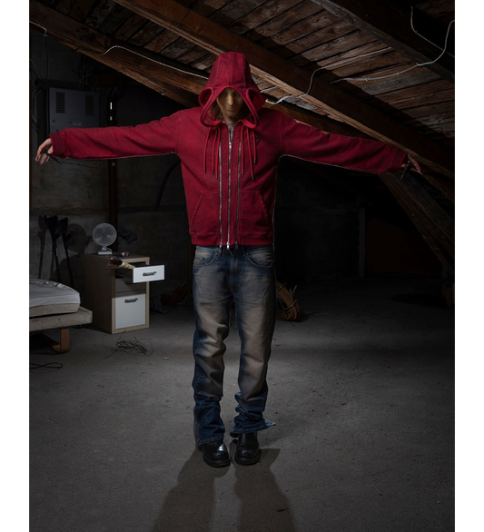 THREE ZIP HOODIE BLOODY RED