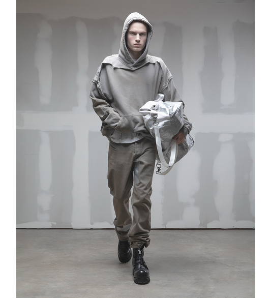 CUT OUT HOODIE DIRTY GREY