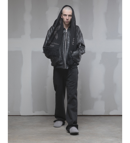 LEATHER BOMBER BLACK