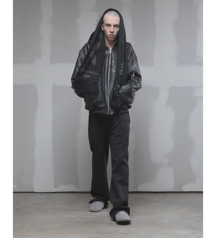 LEATHER BOMBER BLACK LEATHER BOMBER BLACK