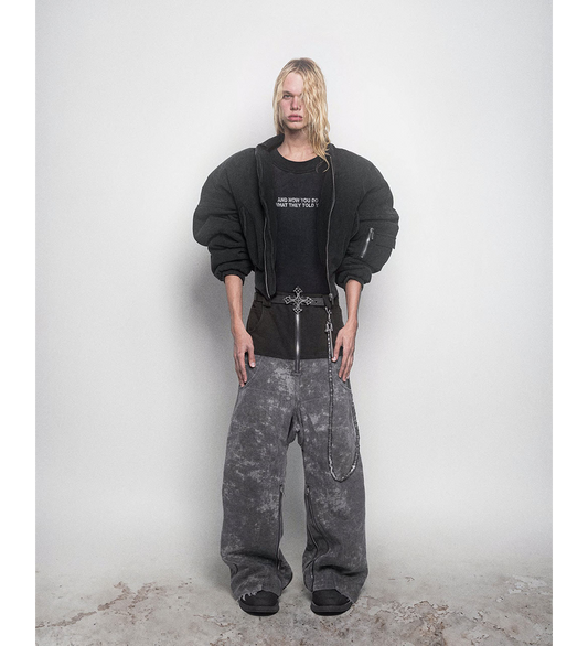 CONCRETE DENIM BAGGY PANTS WASHED GREY