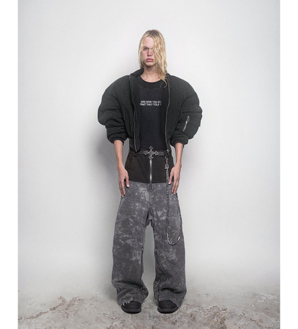 CONCRETE DENIM BAGGY PANTS WASHED GREY CONCRETE DENIM BAGGY PANTS WASHED GREY