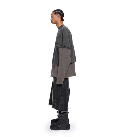 CREWNECK TEE OVERLAPPED WASHED BLACK CHARCOAL CREWNECK TEE OVERLAPPED WASHED BLACK CHARCOAL