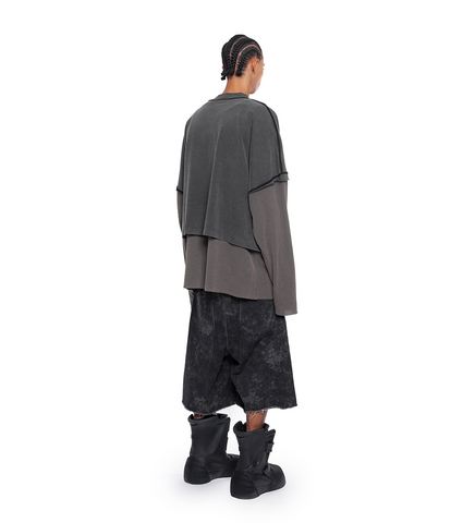CREWNECK TEE OVERLAPPED WASHED BLACK CHARCOAL CREWNECK TEE OVERLAPPED WASHED BLACK CHARCOAL