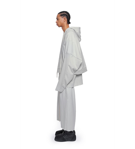CROPPED HOODIE OVERLAPPED DUSTY WHITE CROPPED HOODIE OVERLAPPED DUSTY WHITE