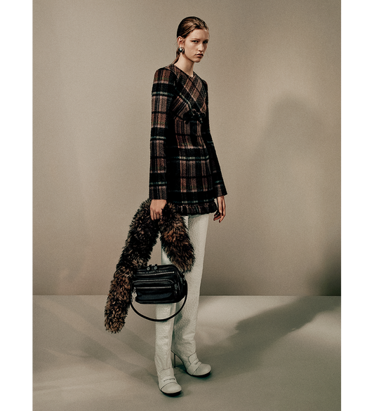 DELFIN CAS CHECK WOOL MULTI BROWN